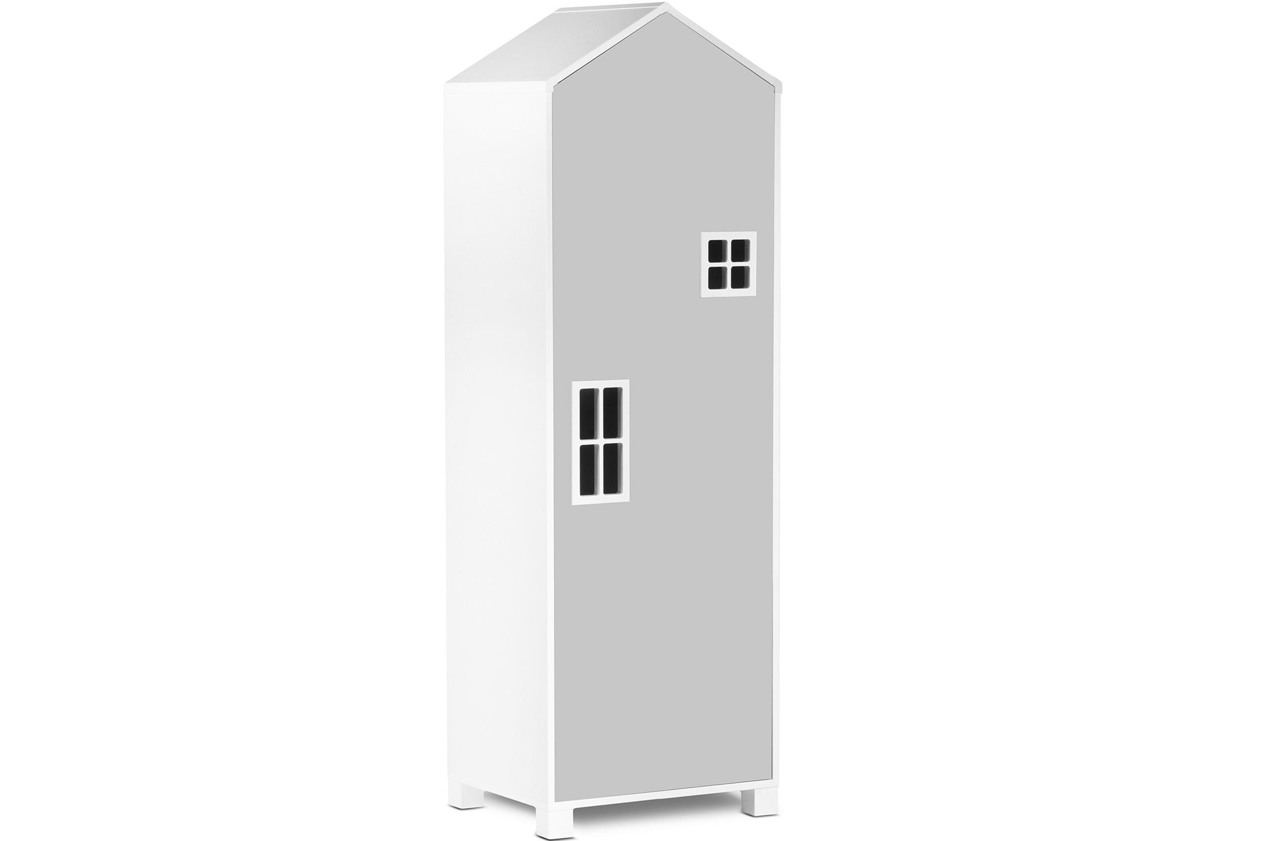 KINDERKLEIDERSCHRANK MIRUM 4 Einlegeböden, Weiß/Grau - Weiß/Grau, Holz (47/152/45cm) - KONSIMO®