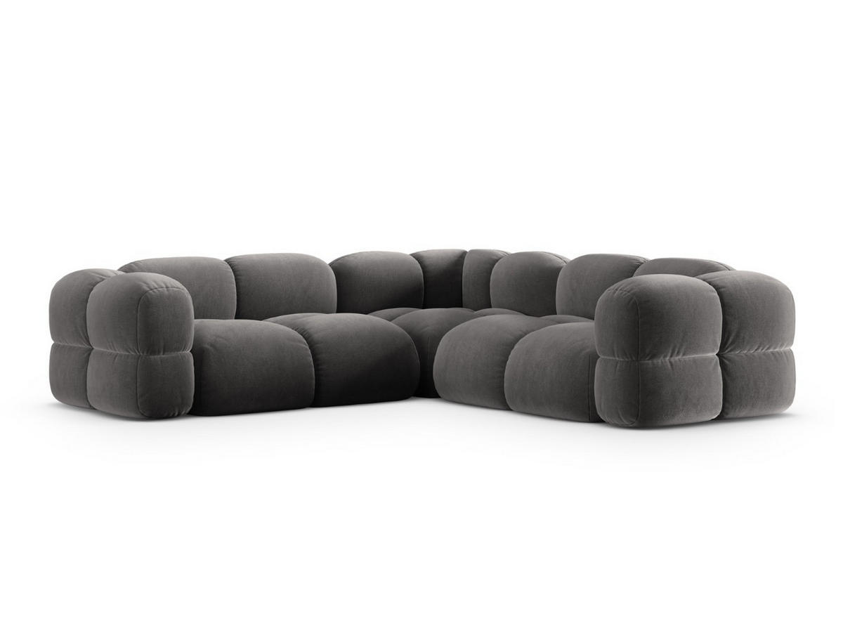 ECKSOFA Loretto aus Samt grau 4 Sitzplätze - Grau, Textil (250/250cm) - Cosmopolitan Design