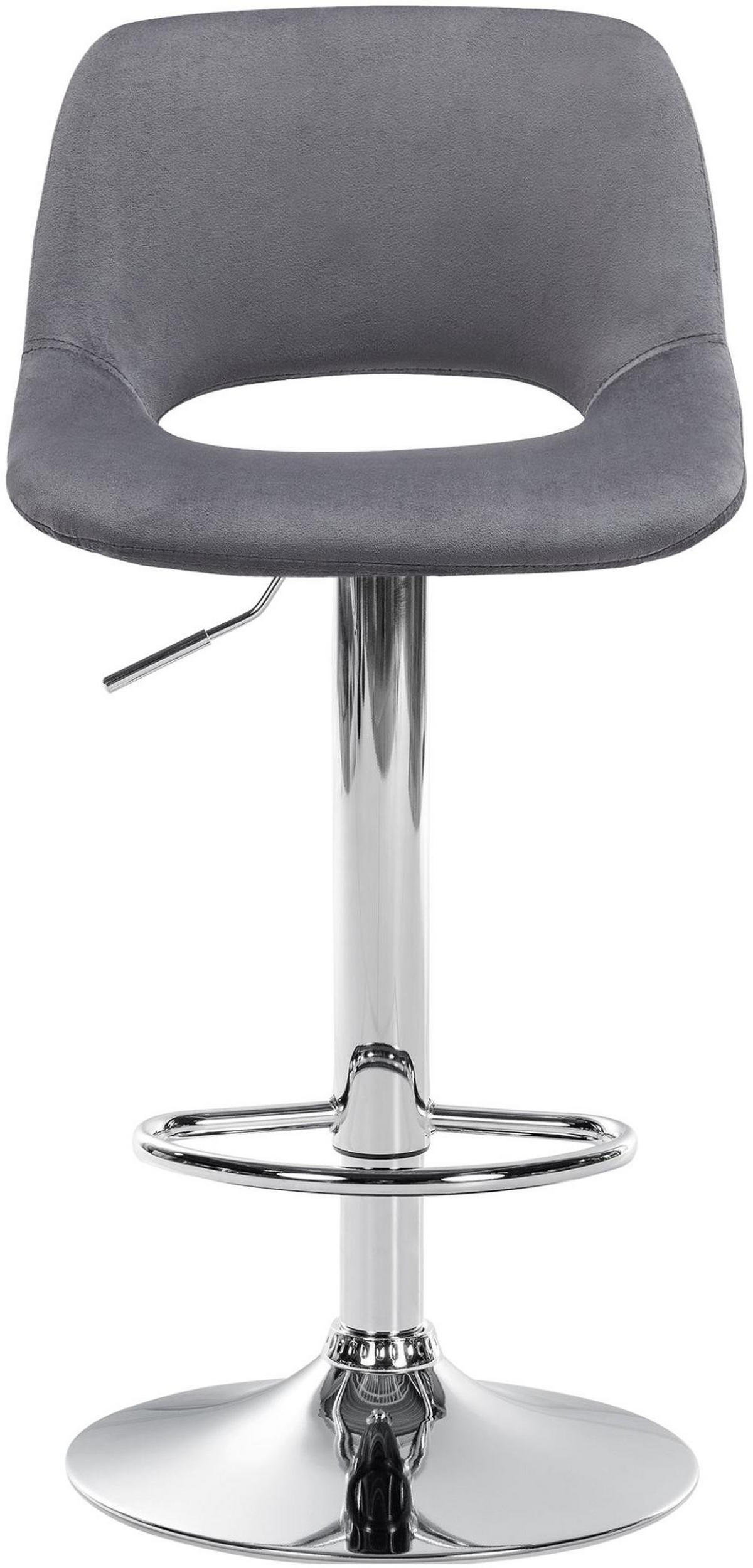 BARHOCKER 2er Set Samt dunkelgrau - Chromfarben/Dunkelgrau, Textil/Metall (42/86/46cm) - CLP