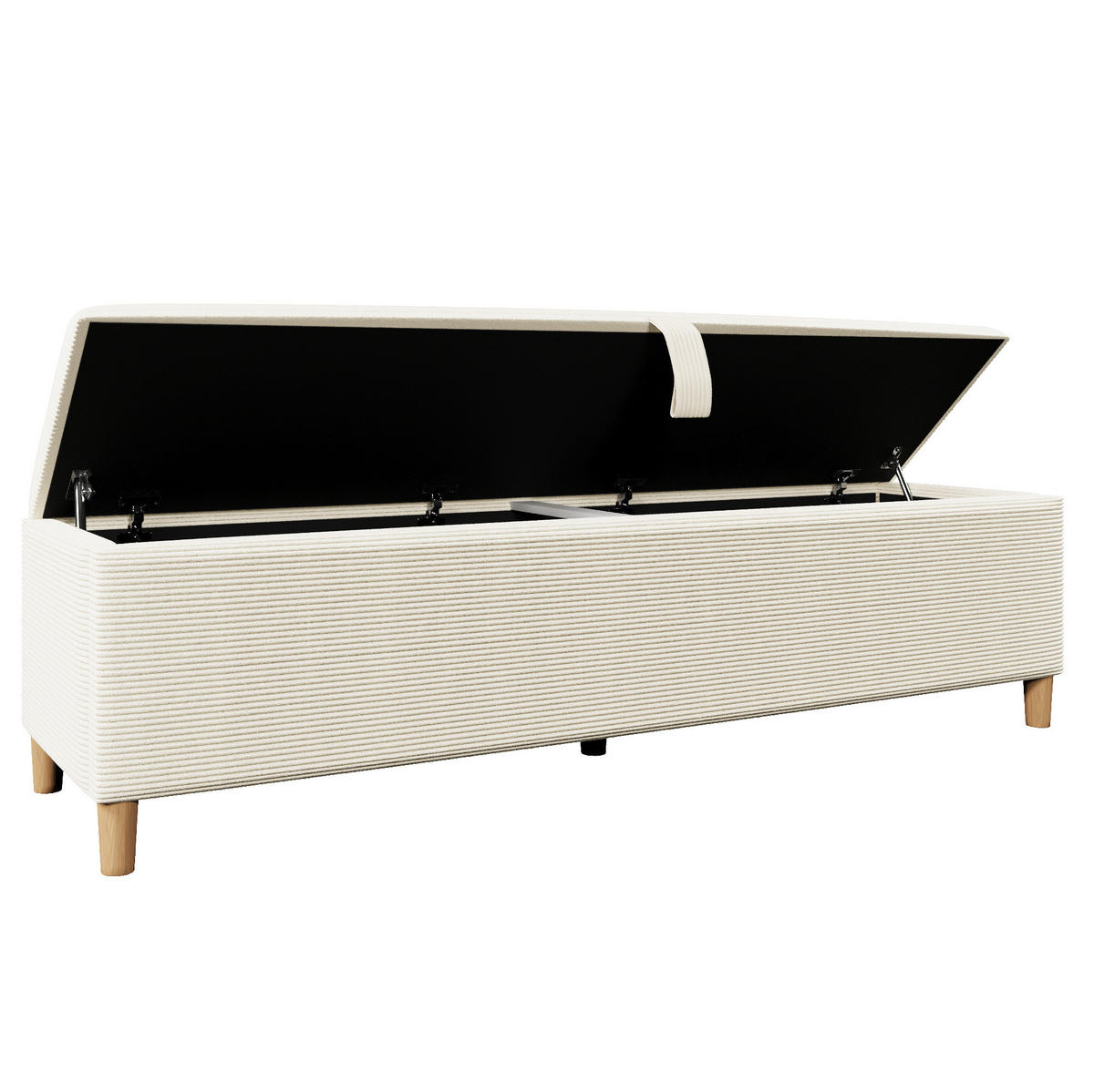 POLSTERBETT 140/200 cm in Eichefarben mit Polsterbettbank, LED-Beleuchtung und Cordbezug - Beige, Textil (140/200cm) - Flora Grace