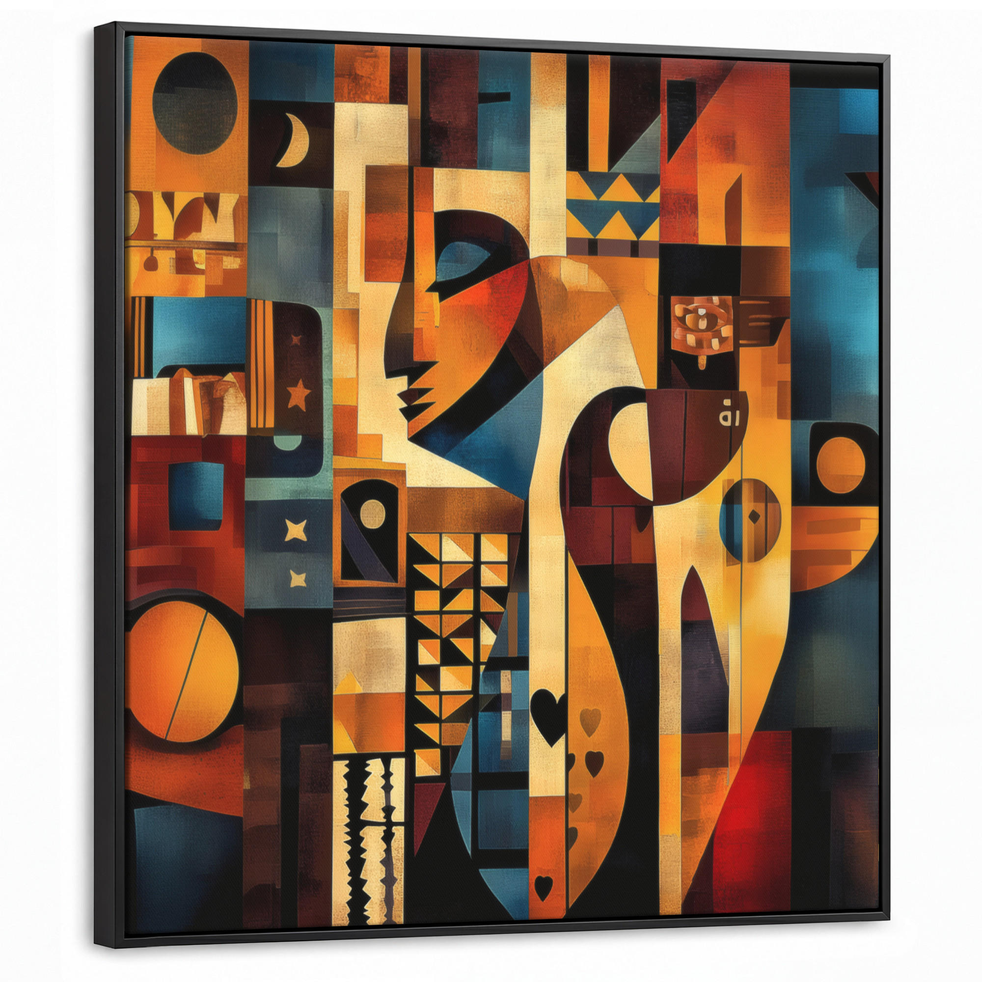 LEINWAND Bilder mit Rahmen - Figuren - Abstrakt - Symbole - 90x90 - Terracotta, Textil (90/90cm) - MuchoWow