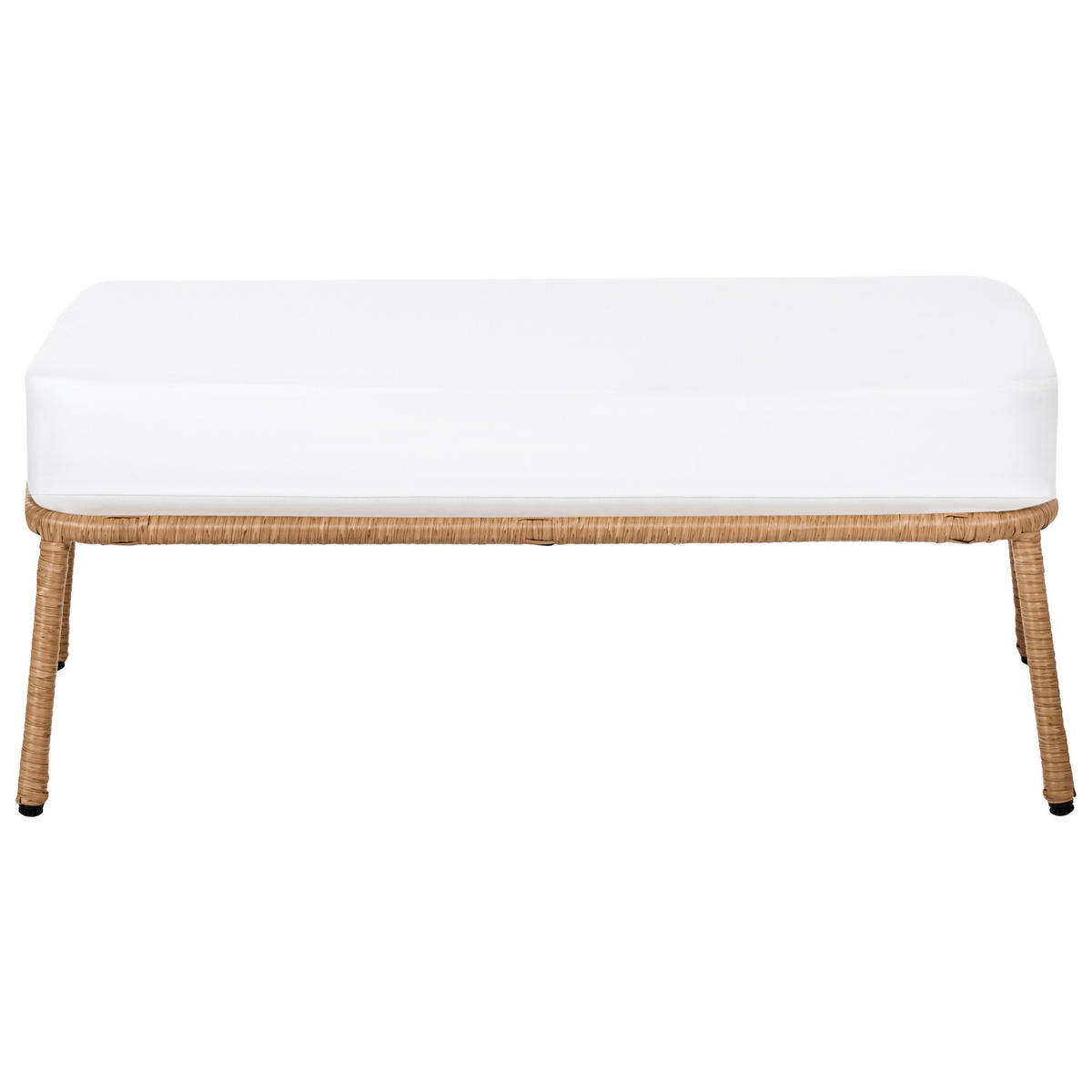 ZAHRADNÍ POHOVKA 2-místná s lavicí Polyratan Světle hnědá Follo - bílá/hnědá, plast (130/89/66cm) - Beliani