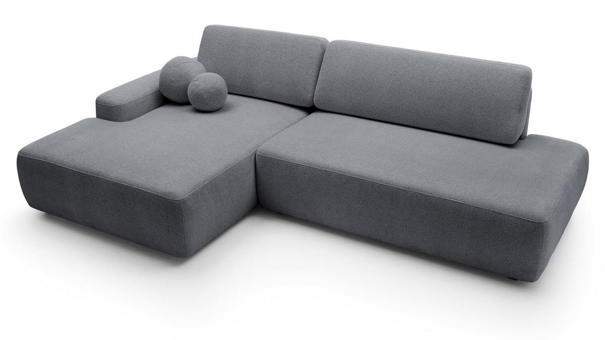 ECKSOFA 275 cm mit Schlaffunktion Orea O, Links, Dunkelgrau - Dunkelgrau, Holz (276/164cm) - Emporius