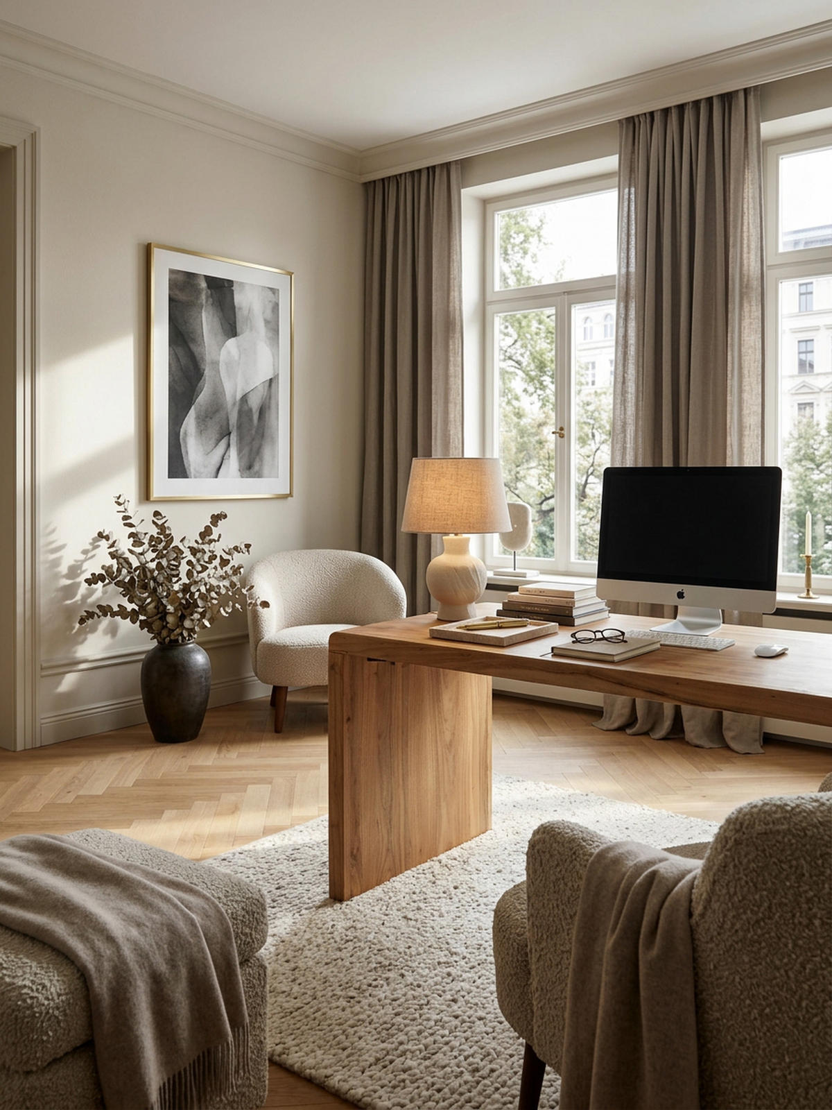 SCHREIBTISCH Massivholz Stauraum Abgerundete Ecken, Beige 160x80x76 cm - Beige, Holz (80/160/76cm) - KADIMA DESIGN