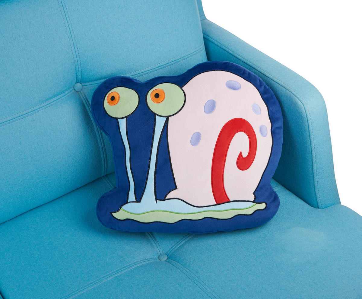 KINDERKISSEN Spongebob Schwammkopf Gary Blau 43 x 25 cm - Blau, Textil (43/25cm)