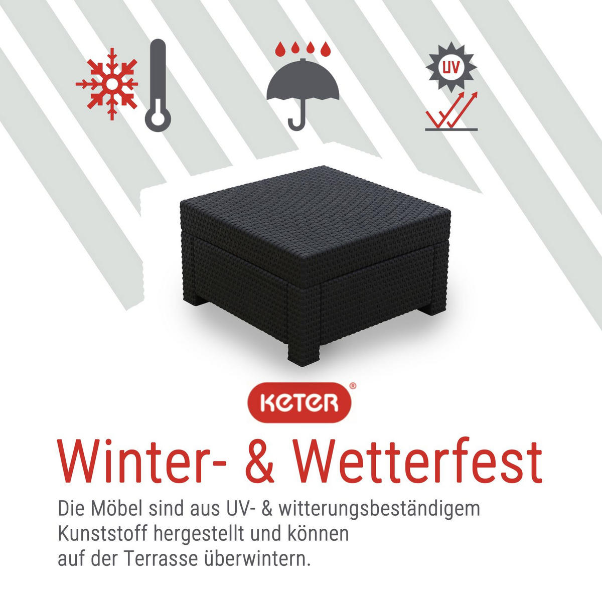 GARTENTISCH Provence Tisch anthrazit, wetterfest - Anthrazit, Textil (600/600/160cm) - Keter