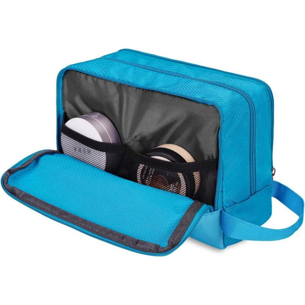 KULTURBEUTEL für Herren und Damen, Reise Kosmetiktasche - Türkis, Textil (5/2/5cm)