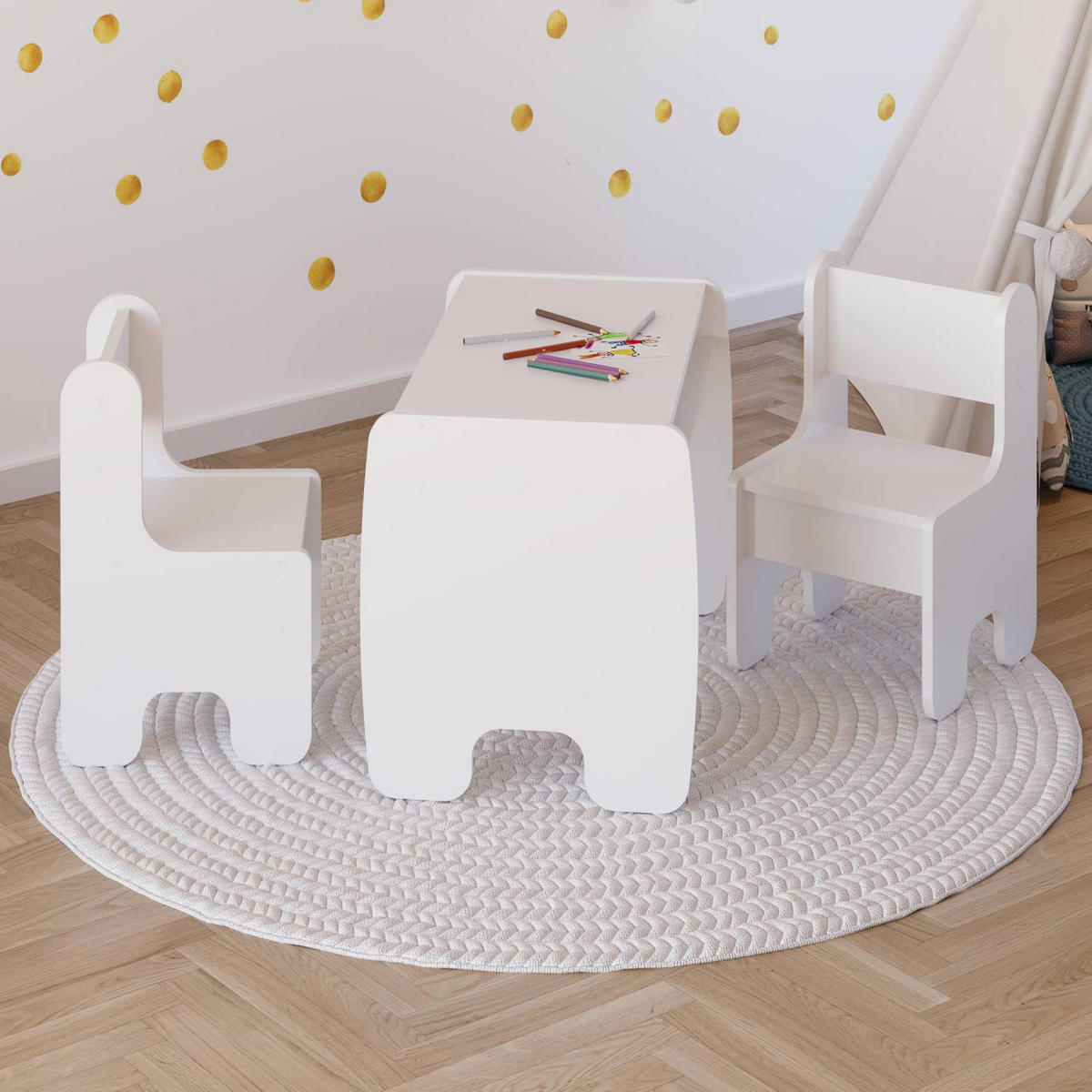 KINDERSITZGRUPPE Miki - Weiß, Holzwerkstoff (70/55/40cm) - RAUMHIRSCH FURNITURE