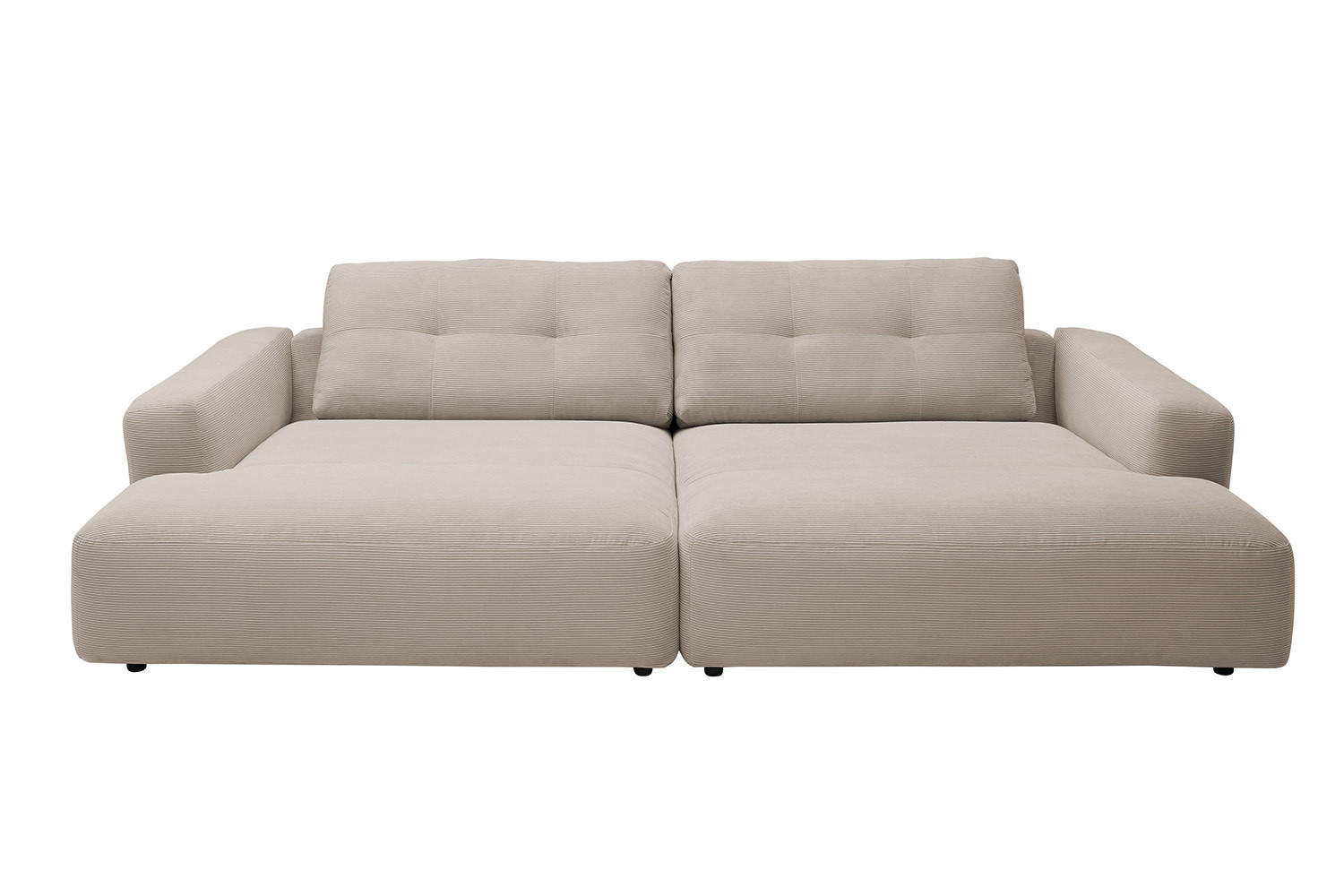 BIG SOFA MIKA Beige Cord - Beige/Schwarz, Kunststoff/Textil (300/86/167cm) - KAWOLA