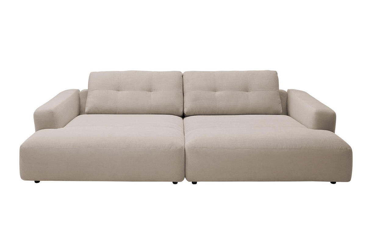 BIG SOFA MIKA Beige Cord - Beige/Schwarz, Kunststoff/Textil (300/86/167cm) - KAWOLA