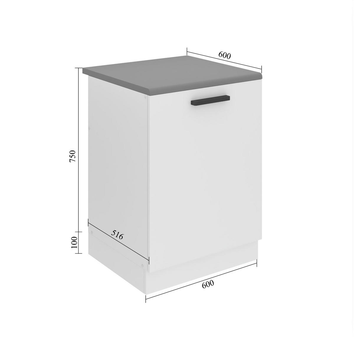 SPÜLENUNTERSCHRANK 60 cm SDZ, mit Arbeitsplatte, mit 1 Tür, Weiß matt - Weiß, Holz (60/85/51.6cm) - B BELINI GROUP