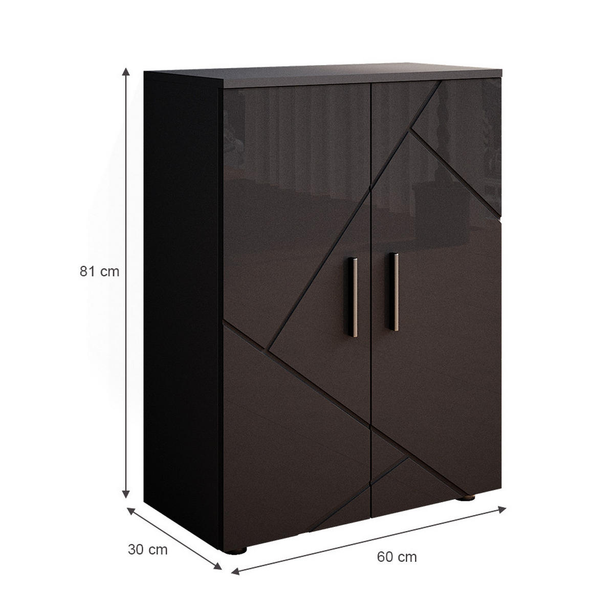 MIDISCHRANK Irma Anthrazit Hochglanz 60 x 81 cm - Anthrazit, Holzwerkstoff (60/81/30cm) - Vicco