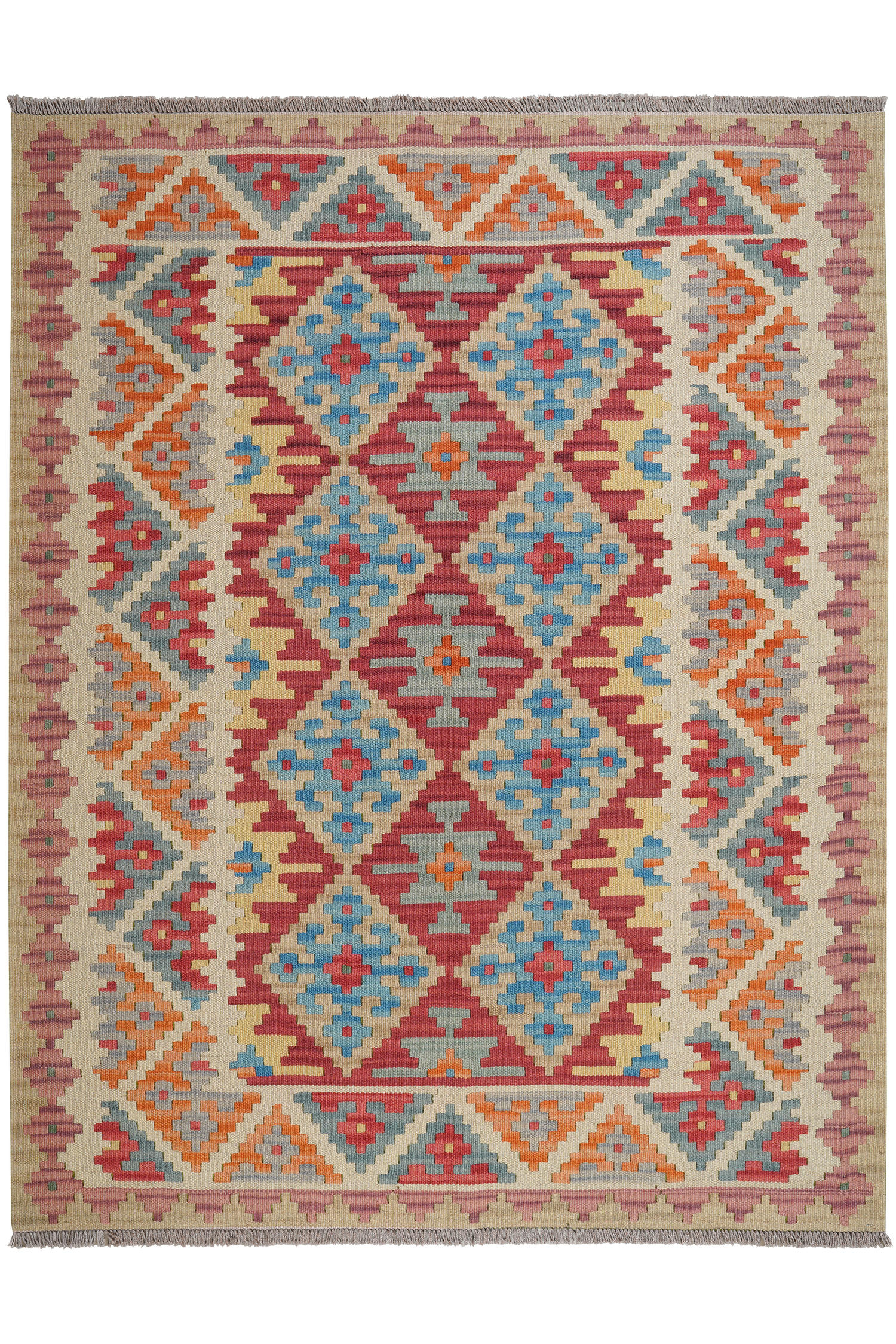 HANDWEBTEPPICH Kelim Gashgai Rot 197/155 cm Schurwolle - Rot, Textil (155/197cm) - Looma