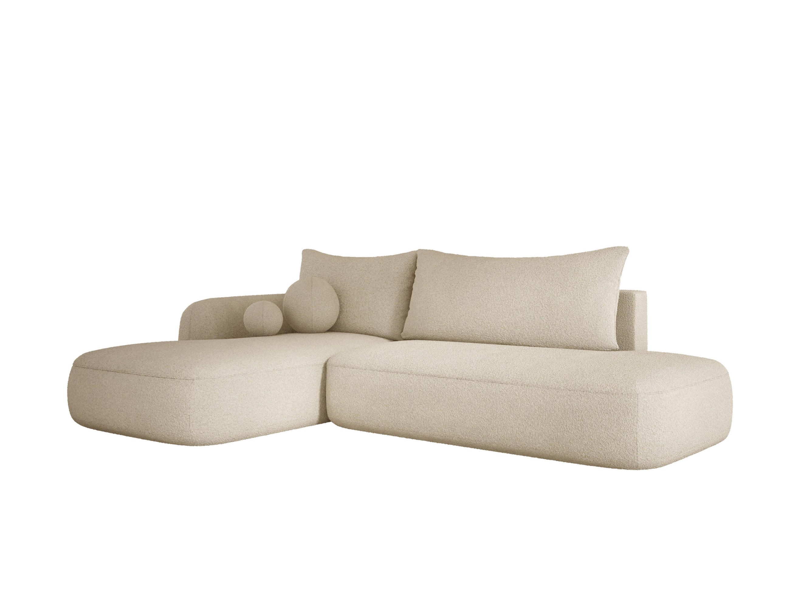 ECKSOFA BABU Mit Bettfunktion – Moderne Polsterecke Für Wohnzimmer Funktionales Schlafsofa Im Stoff NOW OR NEVER, 300x105x60cm, Linke, BEIGE - Beige, Holz/Textil (190/300cm) - DomoHome
