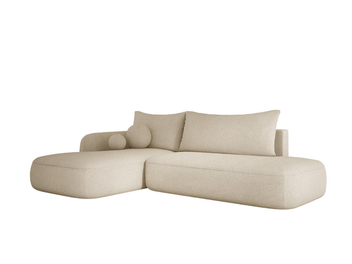 ECKSOFA BABU Mit Bettfunktion – Moderne Polsterecke Für Wohnzimmer Funktionales Schlafsofa Im Stoff NOW OR NEVER, 300x105x60cm, Linke, BEIGE - Beige, Holz/Textil (190/300cm) - DomoHome