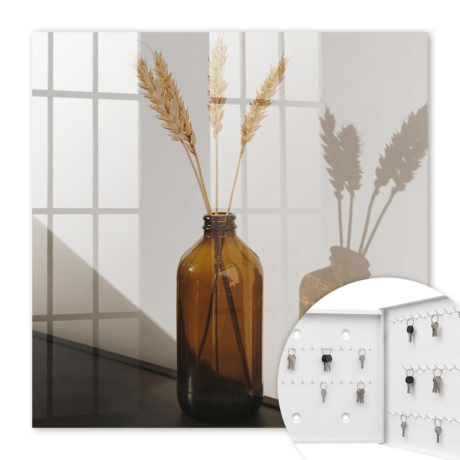 SCHLÜSSELBOX Weiß 30x30 cm – Türöffnung nach rechts - Eine Flasche Müsli - Beige, Metall (30/30/5cm) - TULUP