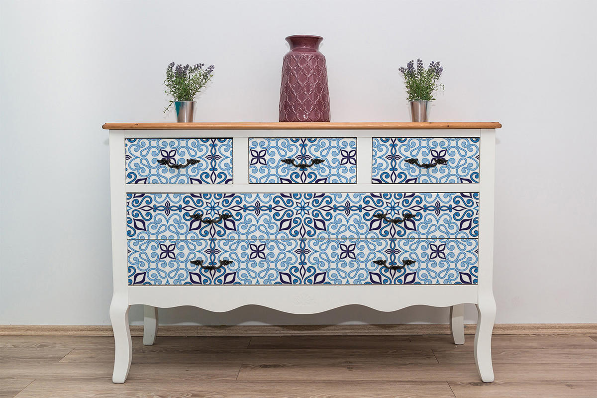 MÖBELAUFKLEBER 100x50 cm Arabisches Muster - Blau, Kunststoff (100/50/50cm) - TULUP