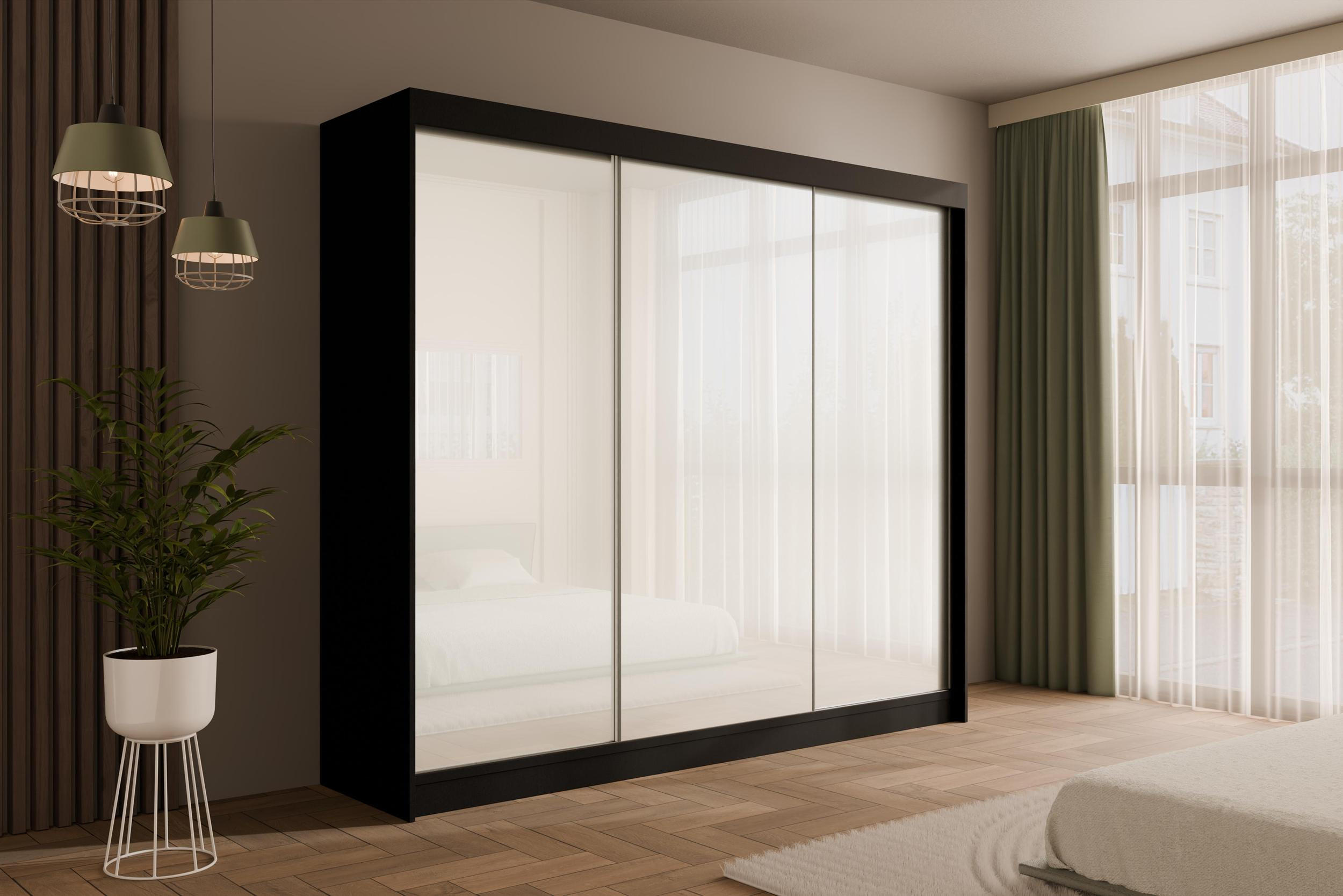 KLEIDERSCHRANK PEKA - 250 cm - Schwarz|Weiß - Schwarz/Weiß, Holzwerkstoff (250/215/61cm) - ALTDECOR