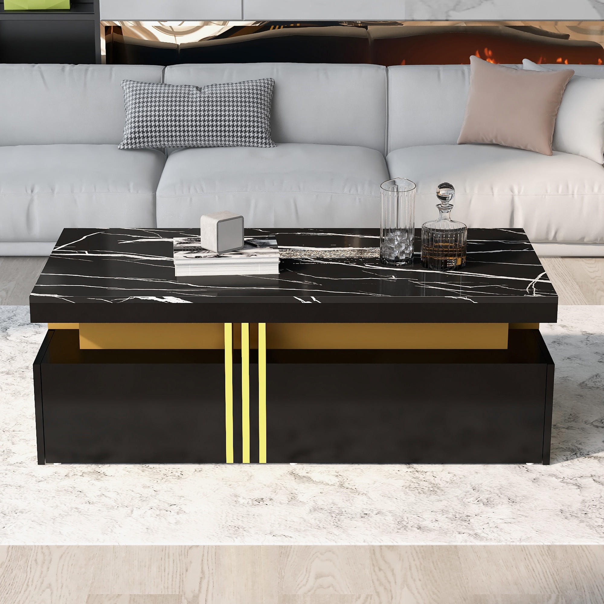 Evryae Couchtisch Schwarz 50x40x100 cm