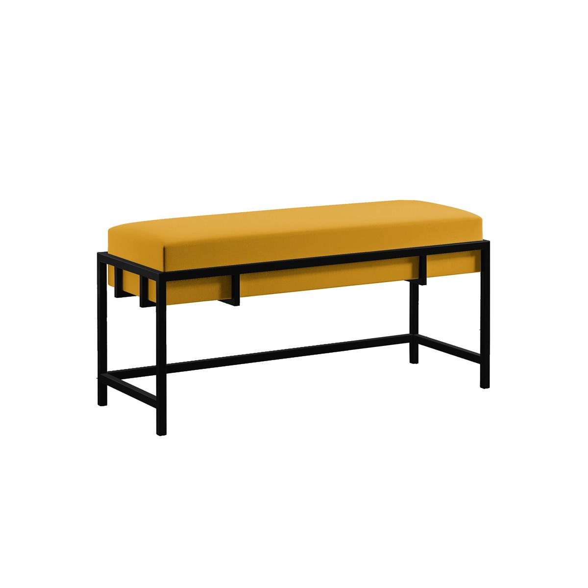 POLSTERBANK LAMO 80 cm Honig, Schwarzes Metallprofil - Schwarz/Honig, Textil/Metall (80/45/35cm) - Bettso