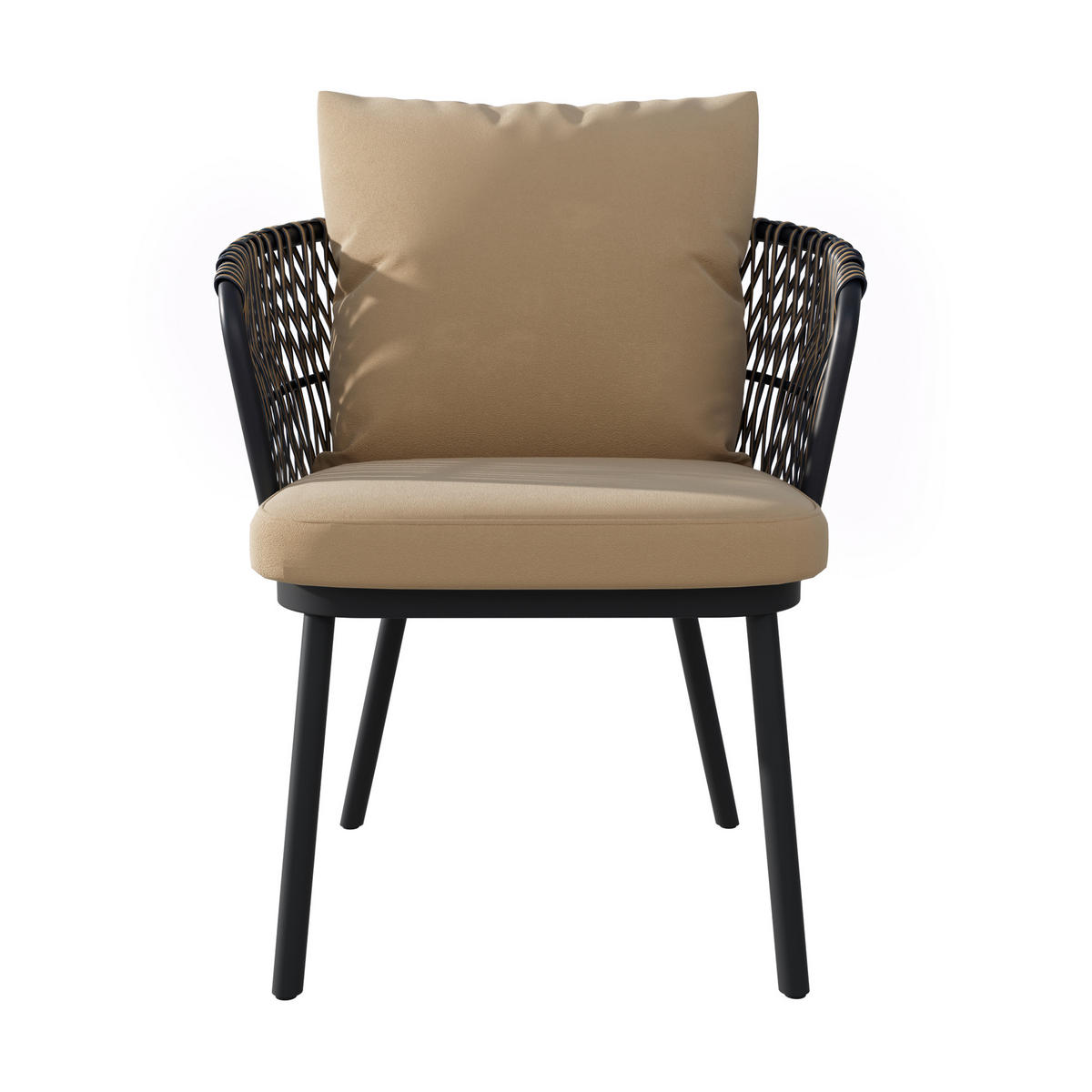 ESSTISCHSET Rattan/ Eisen Khaki/Natur 7-tlg. - Beige, Metall - ComfortXL