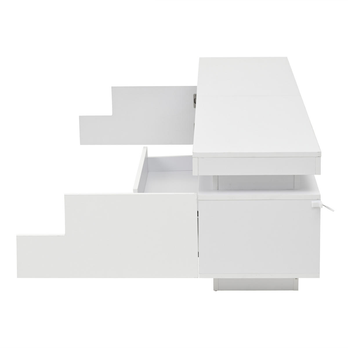 TV-LOWBOARD 175x38x45 cm Weiß Hochglanz LED 2 Schränke 1 Schublade - Weiß, Holzwerkstoff (38/45/175cm) - FLIEKS
