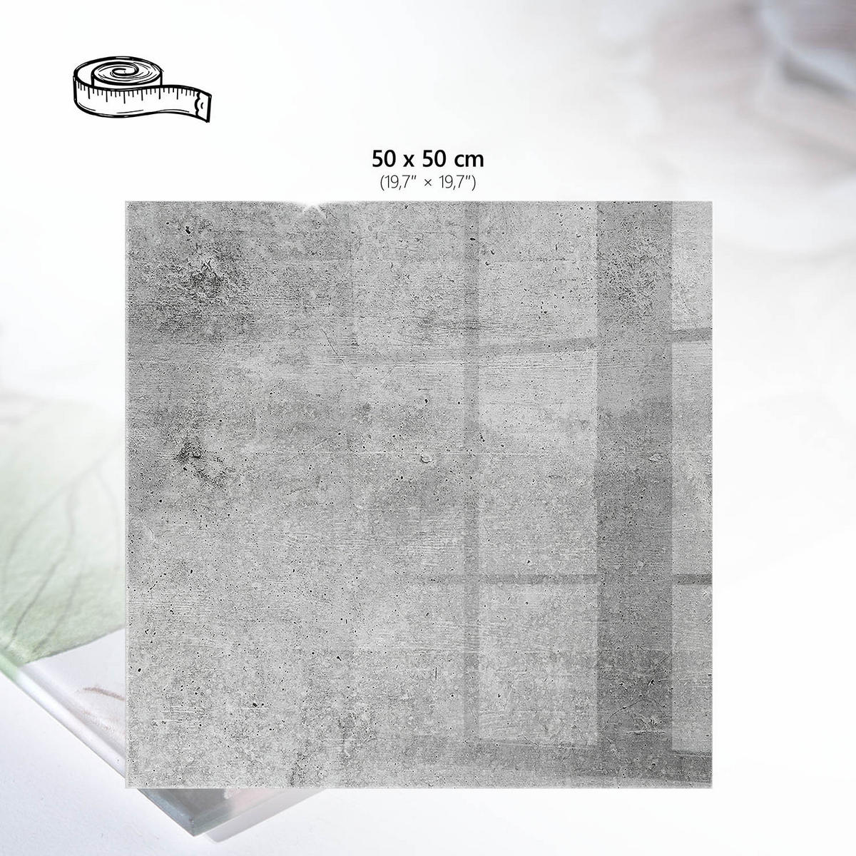 TISCHPLATTE 50x50 cm – Industriebeton - Braun, Glas (50/50/0.4cm) - Wallfluent