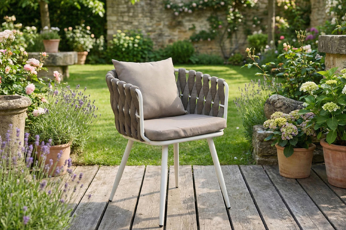 GARTENSTUHL LUSHA Grau Kunststoff, Metall (1er-Set) - Dunkelgrau, Metall (62/78/63cm) - KAWOLA