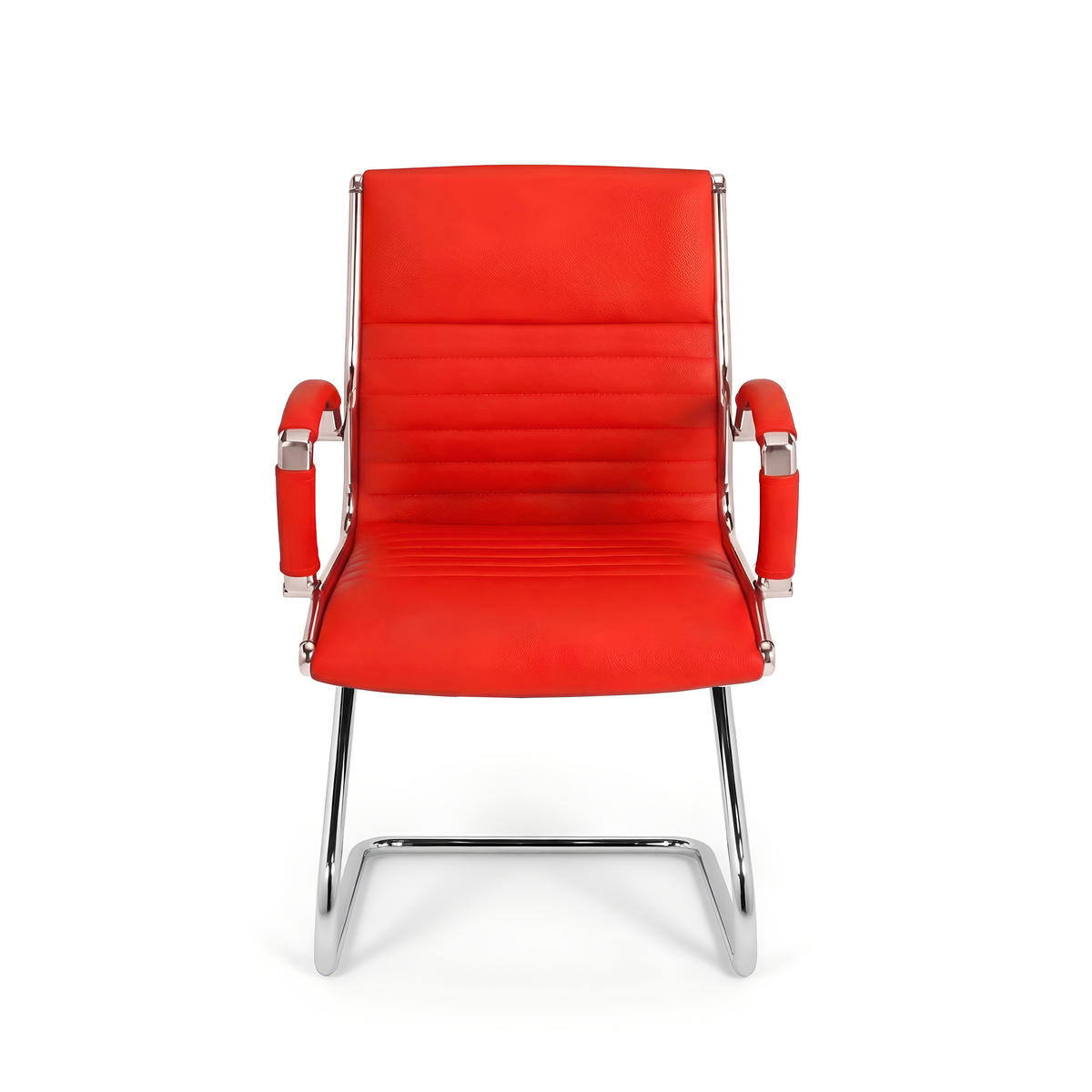 BESUCHERSTUHL Montreal Echtleder Rot – ergonomisch, 150 kg belastbar - Rot, Leder/Metall (60/95/60cm) - Versee