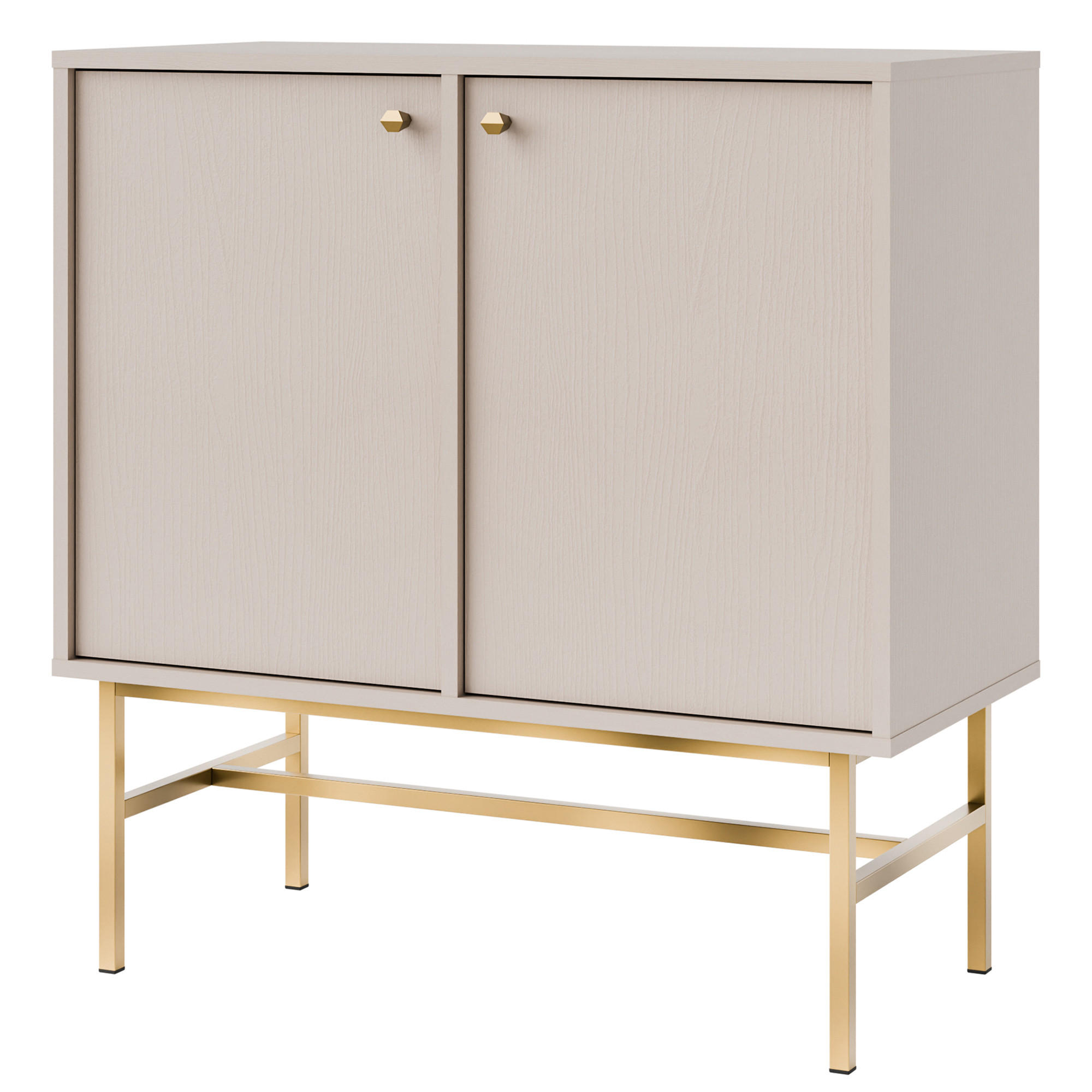 KOMMODE FLOREN, Creme/Gold - Creme, Holzwerkstoff/Metall (83.6/86.4/40.8cm) - KONSIMO®