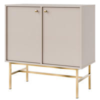 KOMMODE FLOREN, Creme/Gold - Creme, Holzwerkstoff/Metall (83.6/86.4/40.8cm) - KONSIMO®
