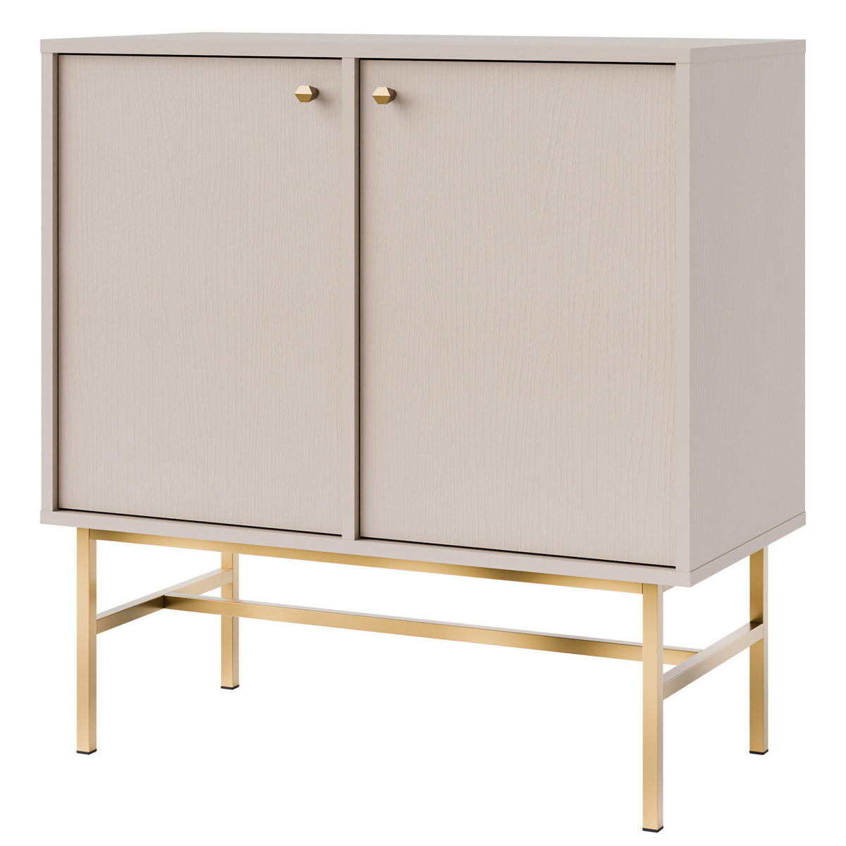 KOMMODE FLOREN, Creme/Gold - Creme, Holzwerkstoff/Metall (83.6/86.4/40.8cm) - KONSIMO®
