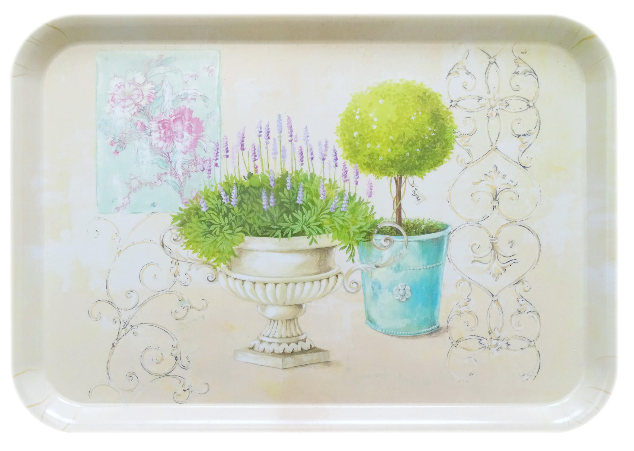 TABLETT Garten, rechteckige Melamin Serviertablett 45x31 cm - Grün, Kunststoff (31/2/45cm) - Lashuma