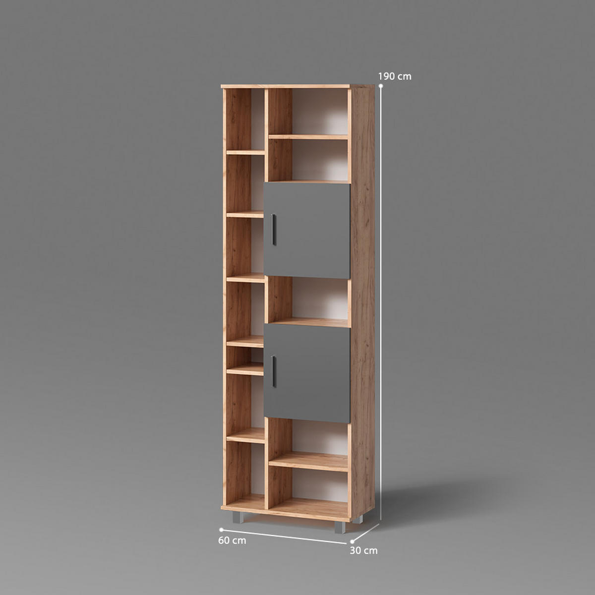 BADSCHRANK Eisak Goldkraft Eiche 60 x 190 cm - Honigeiche/Braun, Holzwerkstoff (60/190/30cm) - Livinity®