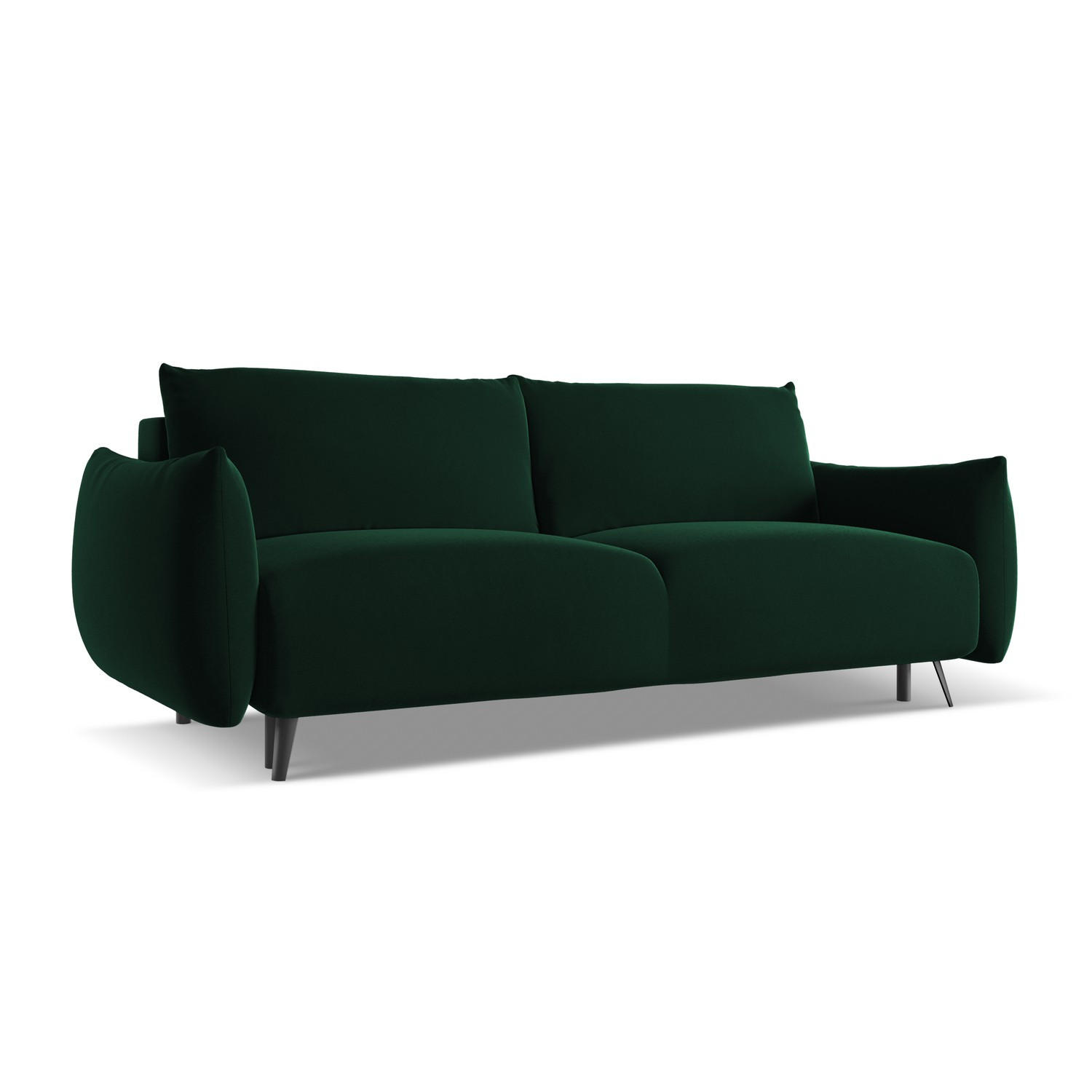 3-SITZER SOFA mit Schlaffunktion Samt Stoff Grün - Dunkelgrün/Schwarz, Textil/Metall (230/86/105cm) - LaMiaSofa