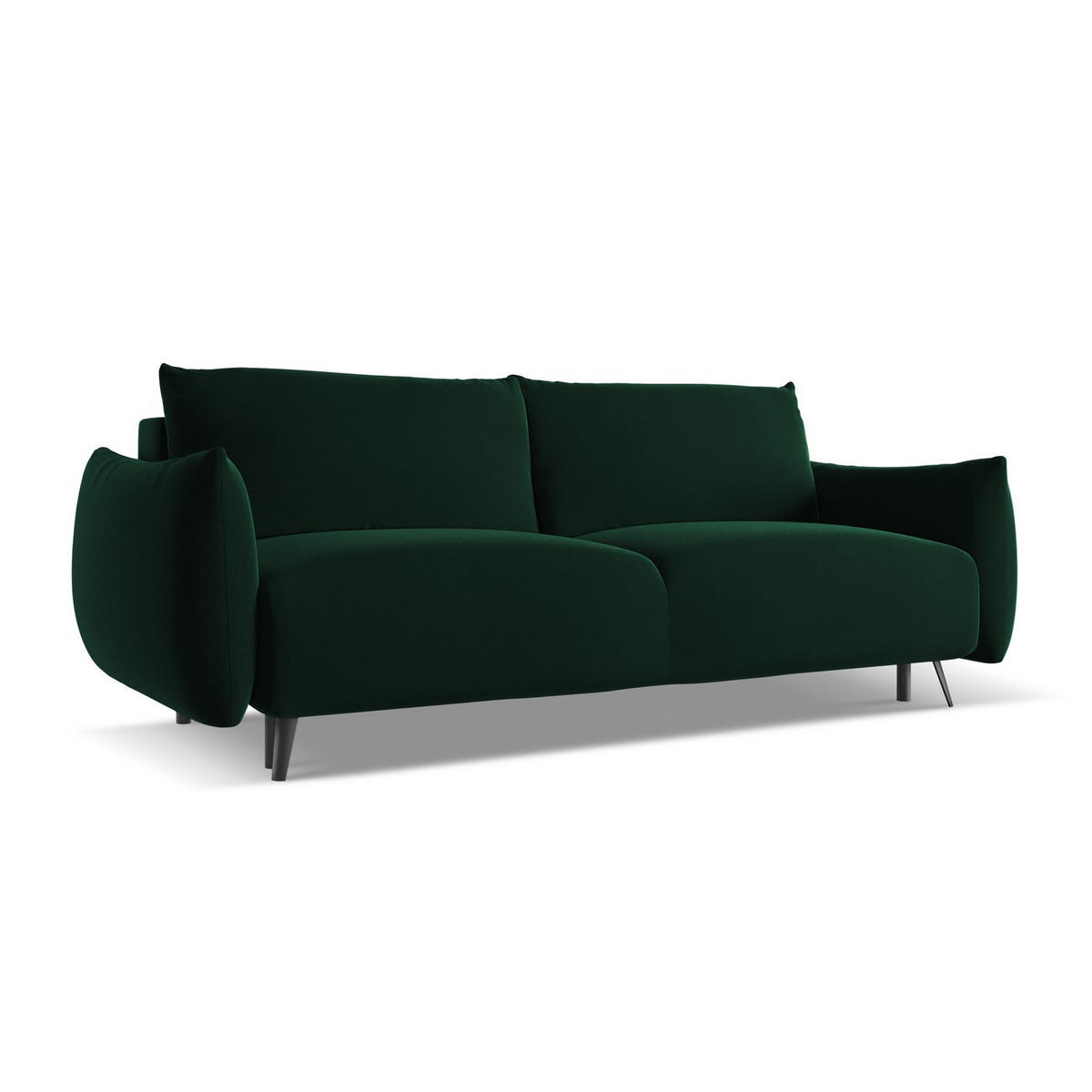 3-SITZER SOFA mit Schlaffunktion Samt Stoff Grün - Dunkelgrün/Schwarz, Textil/Metall (230/86/105cm) - LaMiaSofa