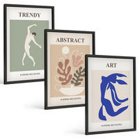 BILDER SET 3er Set - 40x60 cm Schwarzer Rahmen - Matisses stilvolle Pflanzenfiguren - Schwarz, Kunststoff (40/60cm) - TULUP