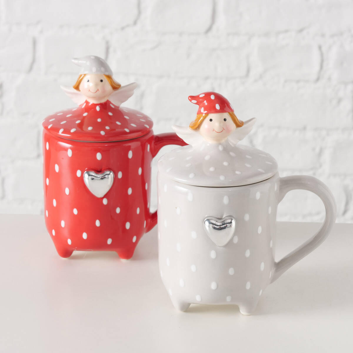 BECHER Malena 360 ml - Weiß, Stein (360L) - Boltze Home
