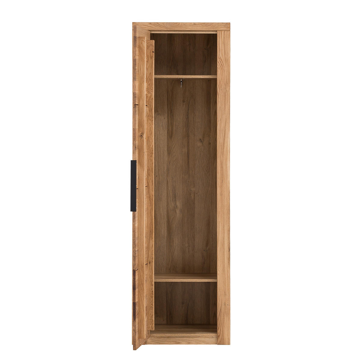 GARDEROBENSCHRANK - Eiche teilmassiv - Eiche / Eiche Dekor - Schwarz/Braun, Holz/Holzwerkstoff (60/199/40cm) - home24