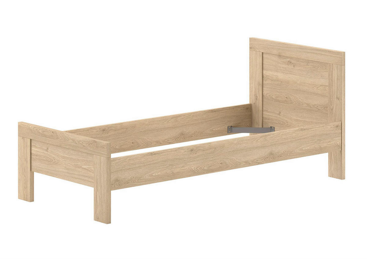 EINZELBETT 90x200 Keelia Eiche Melamin Schublade - Eichefarben, Kunststoff (90/200cm) - 58aufmkessel