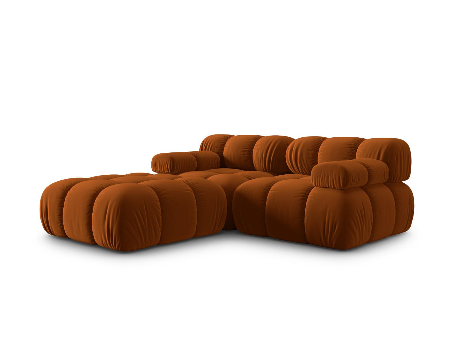 MODULARES-SOFA Bellis aus Samt terrakotta 3 Sitzplätze - Terra cotta, Textil (188/63/188cm) - Micadoni