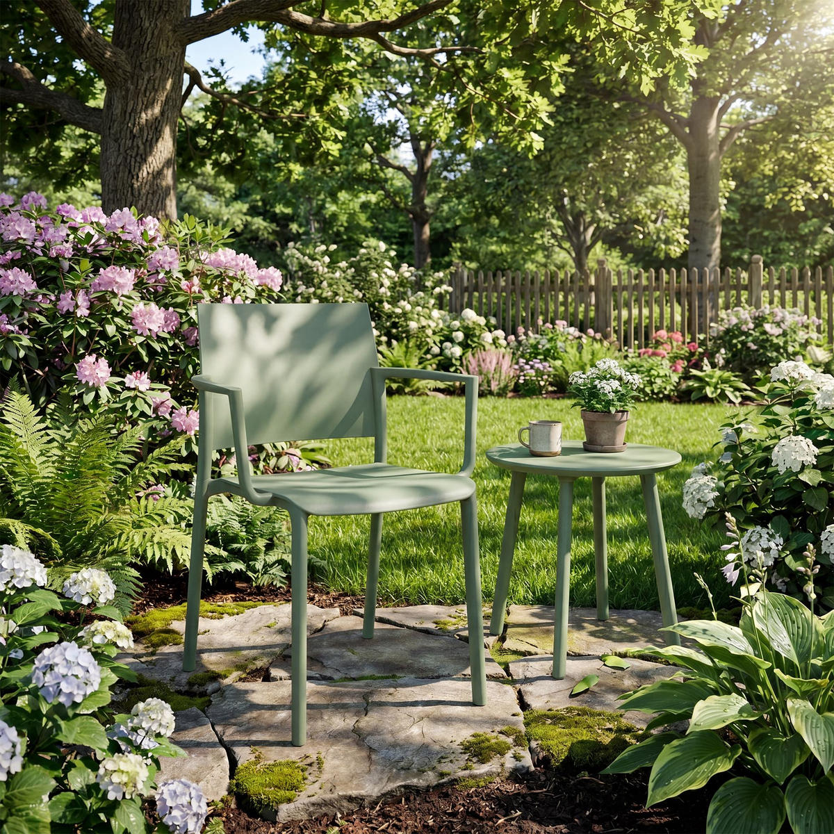 GARTENSTUHL Kunststoff Oliv - Olivgrün, Kunststoff (57/81/52cm) - CLP