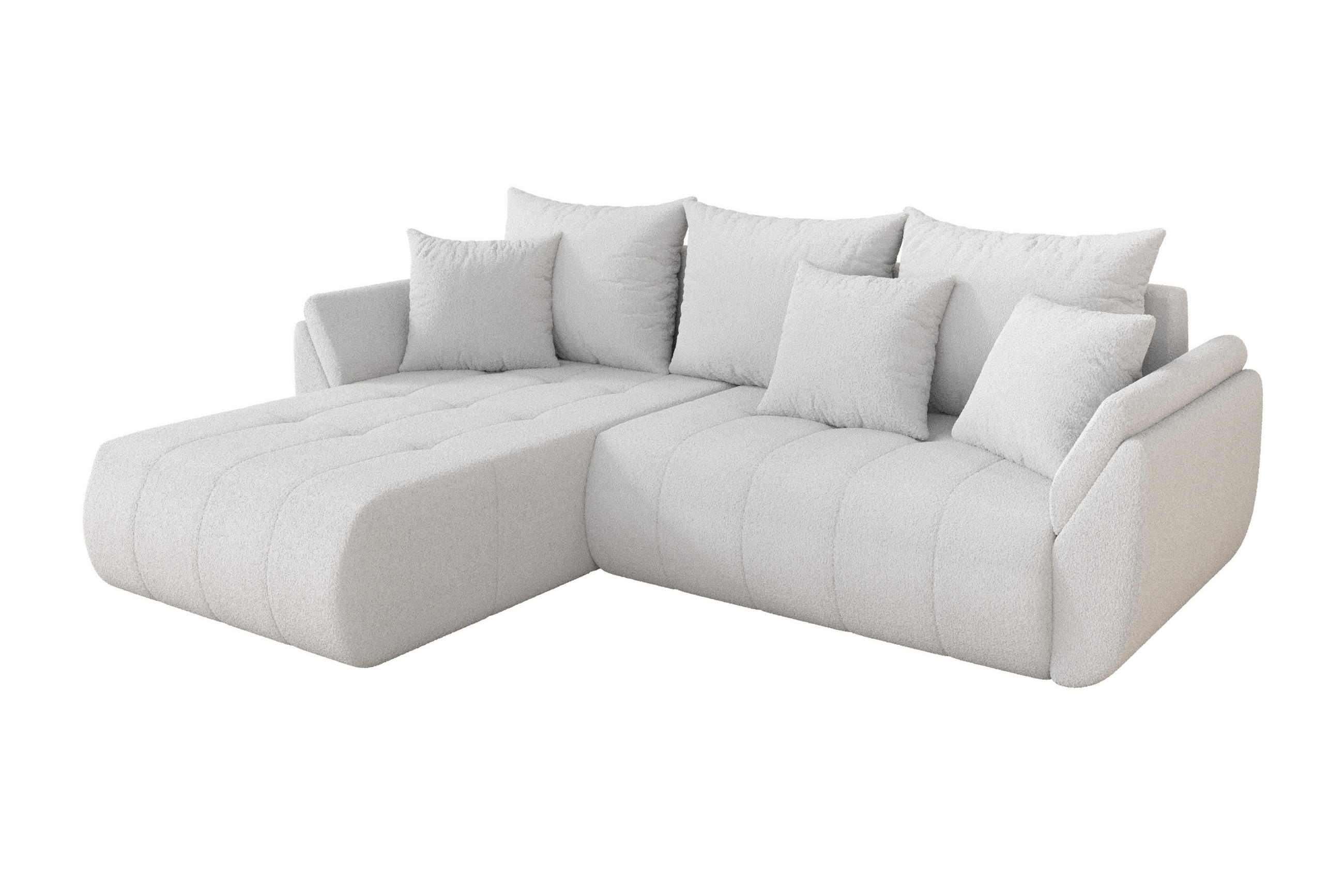 ROHOVÁ SEDAČKA s funkcí spaní, otoman vlevo TOKO-L 277x194x86 bílá bouclé - bílá/černá, kompozitní dřevo/textil (277/194cm) - ALTDECOR