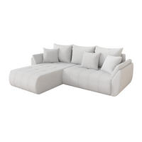 ROHOVÁ SEDAČKA s funkcí spaní, otoman vlevo TOKO-L 277x194x86 bílá bouclé - bílá/černá, kompozitní dřevo/textil (277/194cm) - ALTDECOR