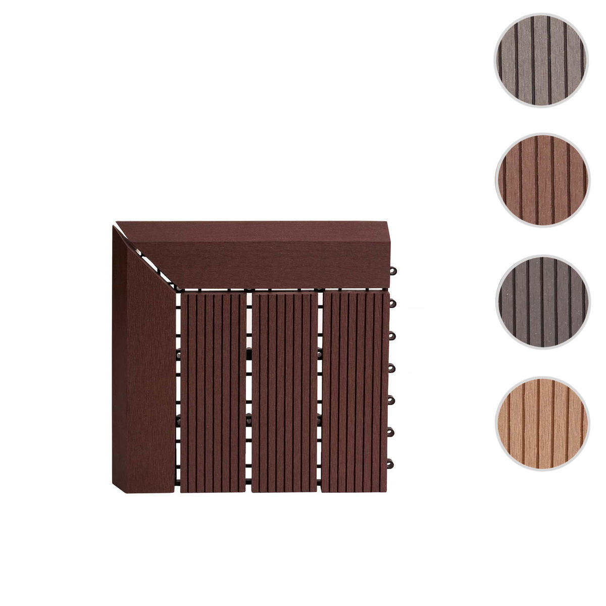 WPC ECK-BODENFLIESE + Abschluss 30x30cm links Coffee linear - Braun, Kunststoff (30/30/2cm) - BERLINLODGE