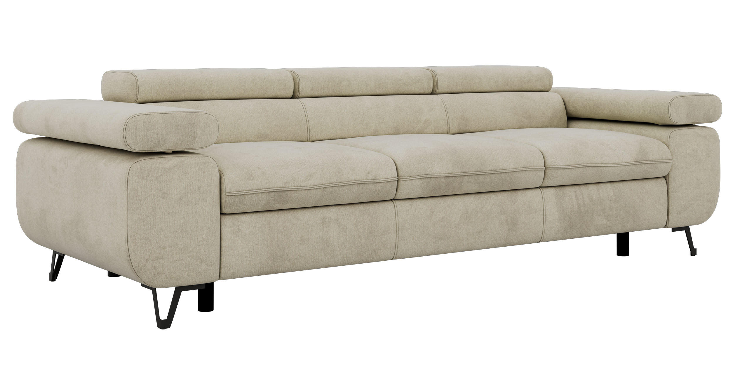 3-SITZER SOFA PETER - Beige Velvet - Beige/Schwarz, Textil/Metall (262/76/99cm) - MKS