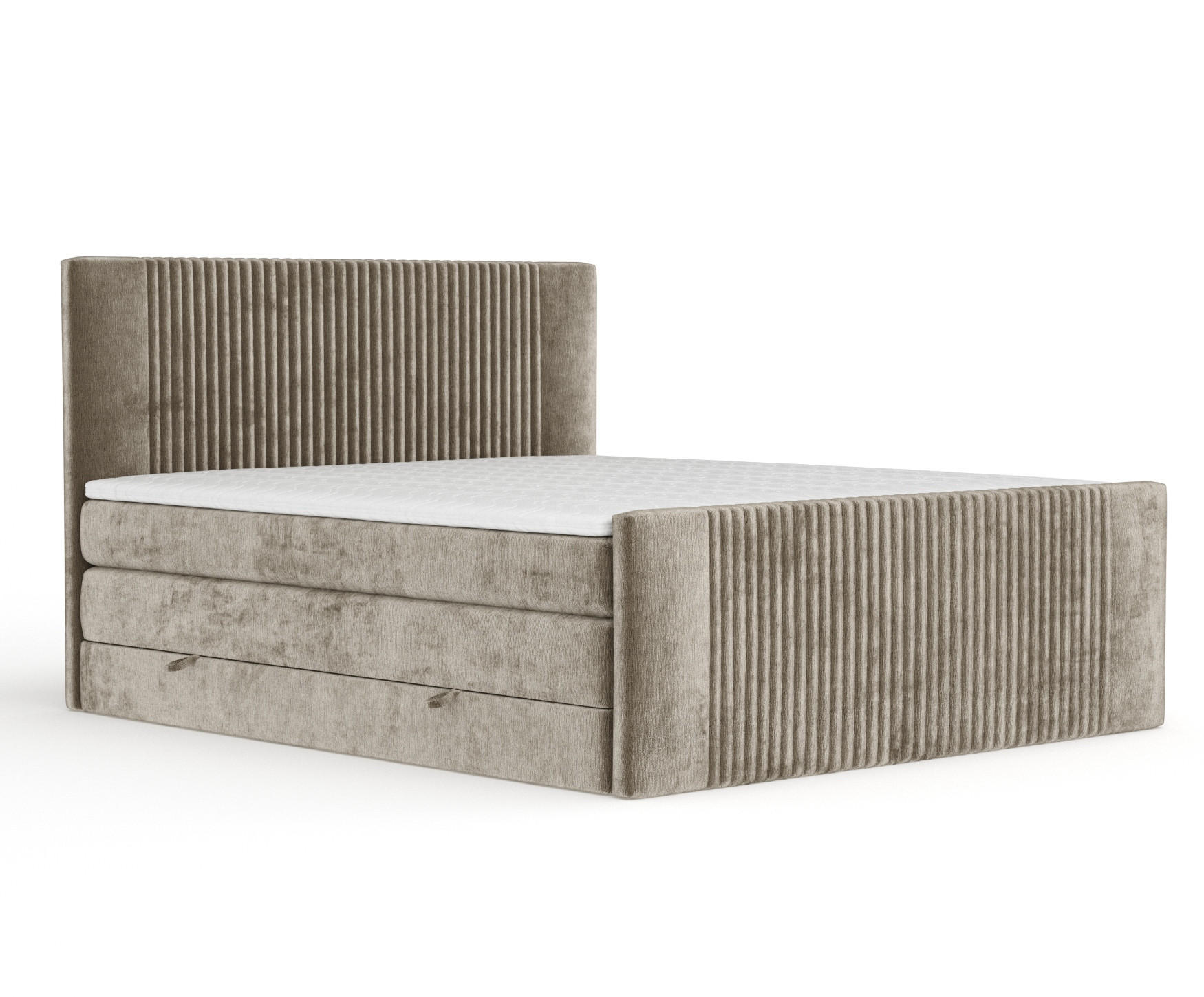 BOXSPRINGBETT Bergamo Beige 140/200 cm - Beige/Schwarz, Holz/Holzwerkstoff (140/200cm) - Maison de Reve