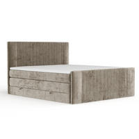 BOXSPRINGBETT Bergamo Beige 200/200 cm - Beige/Schwarz, Holz/Holzwerkstoff (200/200cm) - Maison de Reve