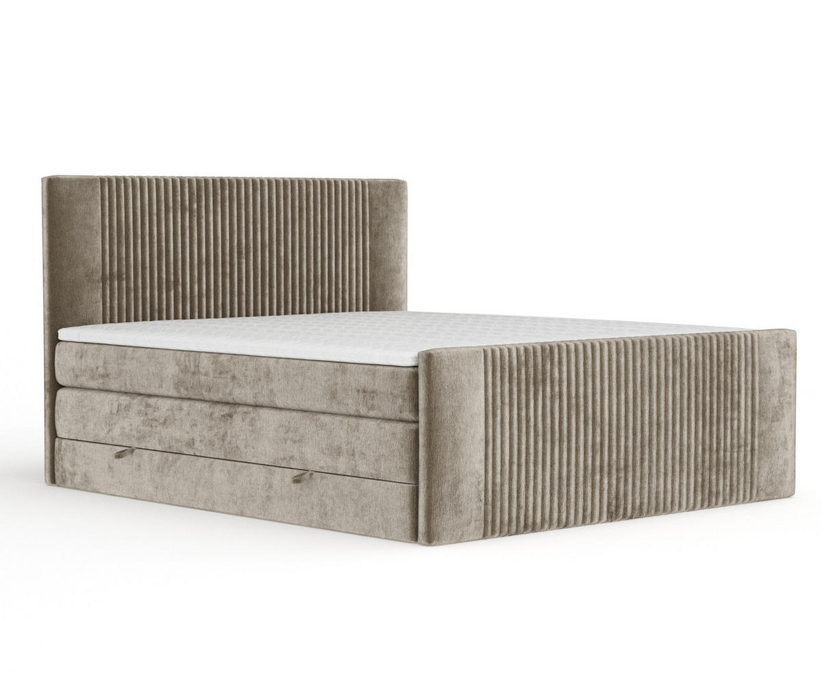 BOXSPRINGBETT Bergamo Beige 200/200 cm - Beige/Schwarz, Holz/Holzwerkstoff (200/200cm) - Maison de Reve