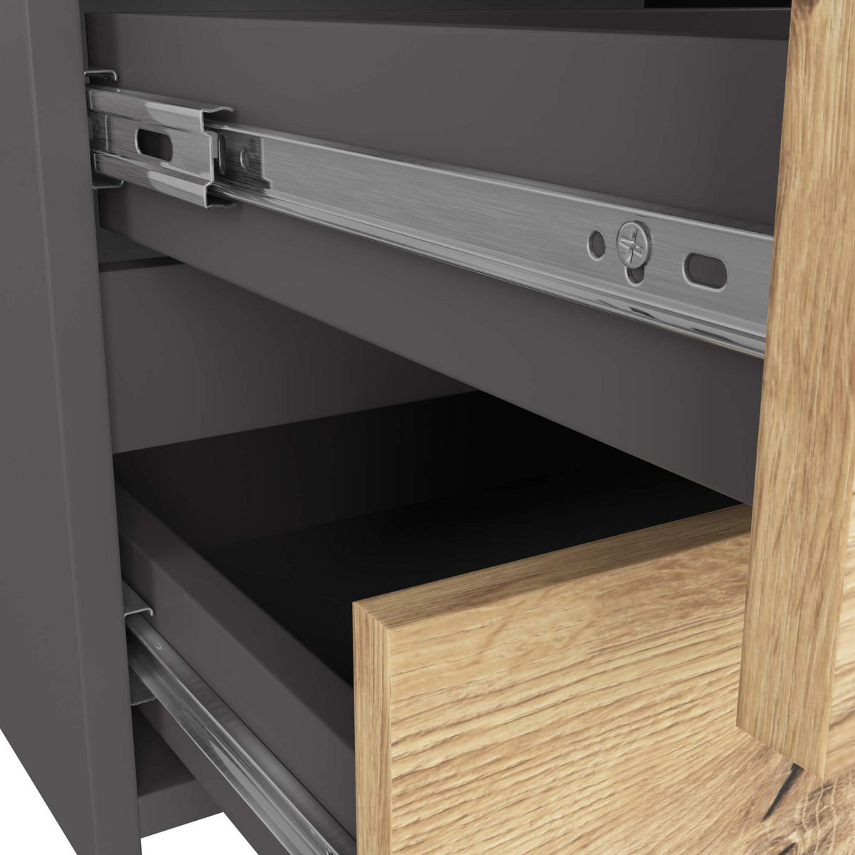 KOMMODE Graphit Grau, Eiche Artisan 57/100/35 - Eiche Artisan, Holzwerkstoff (100/57/35cm) - RAUMHIRSCH FURNITURE